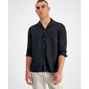 I.N.C. International Concepts Men's Button Down Camp Shirt - Deep Black L